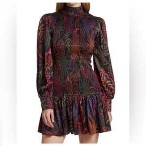 FARM Rio Multicolor Botanical Long Sleeve Dress